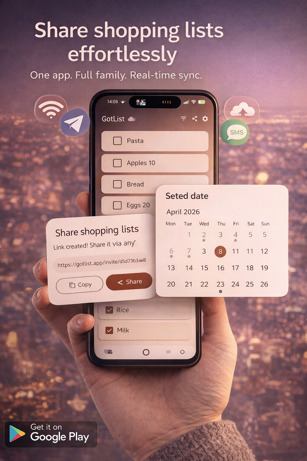 GotList — Share shopping lists effortlessly with calendar and invite links